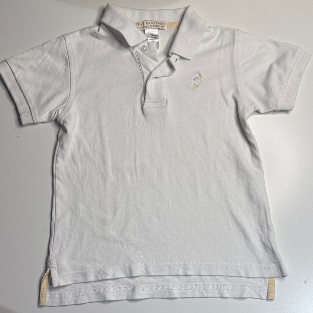The Beaufort Bonnet Company  Classic White pima Polo Shirt for boys 4T